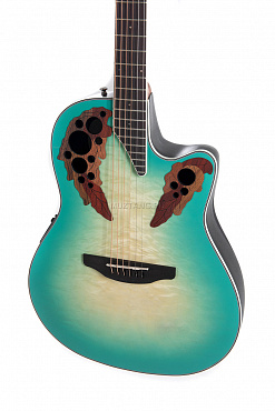 OVATION CE44X-9B Celebrity Elite Plus Mid Cutaway Mint Green/Natural Burst On Exotic Quilted Maple гитара электроакустическая