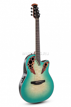 OVATION CE44X-9B Celebrity Elite Plus Mid Cutaway Mint Green/Natural Burst On Exotic Quilted Maple гитара электроакустическая